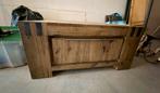 Robuuste houten salontafel met lades, Huis en Inrichting, Tafels | Salontafels, Ophalen, Gebruikt, 50 tot 100 cm, Vierkant