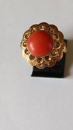 Oude forse Gouden Ring Bloedkoraal, 14 krt, Verzenden, Goud, Ring, Met edelsteen