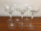 Set van 6 vintage likeurglazen op hoge gedraaide steel, Ophalen of Verzenden