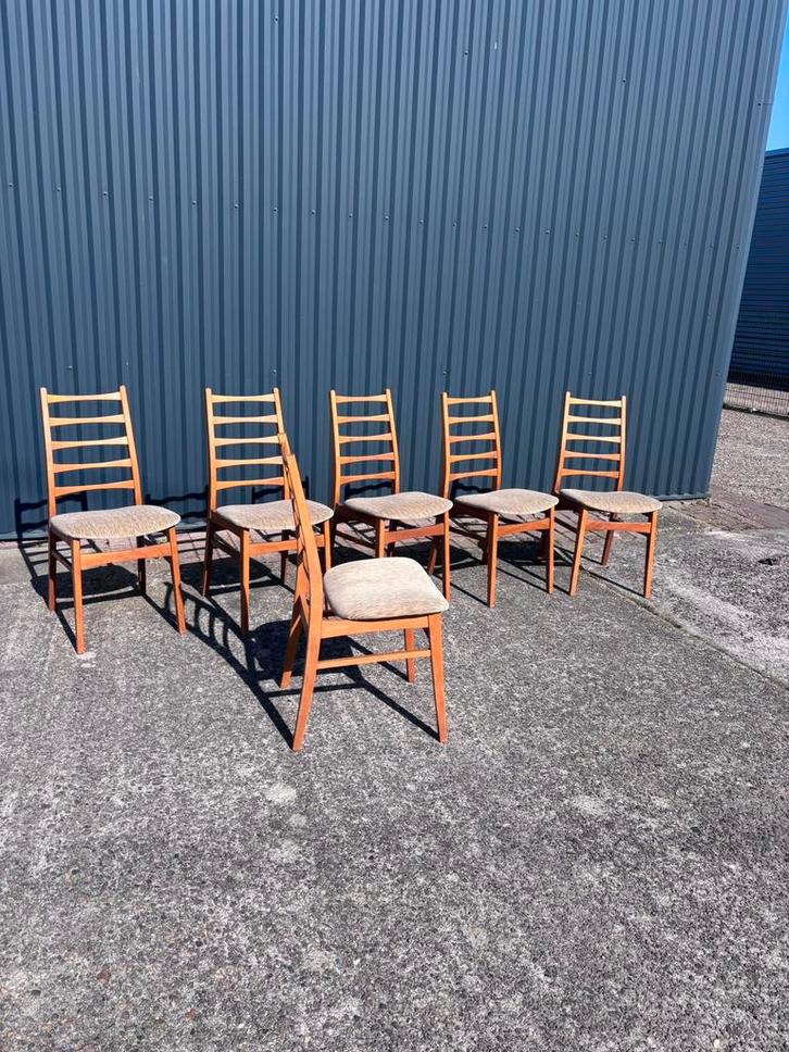 6 stuks vintage eetkamerstoelen stoelen, Huis en Inrichting, Stoelen, Gebruikt, Vijf, Zes of meer stoelen, Hout, Bruin, Ophalen