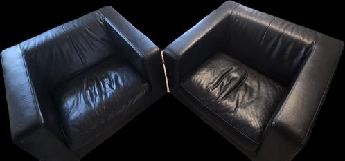 Twee comfortabele leren fouteuils, Huis en Inrichting, Fauteuils, Gebruikt, 75 tot 100 cm, Ophalen