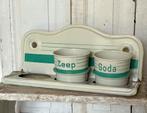Emaille oud rekje zand zeep soda creme met mint groen, Antiek en Kunst, Ophalen of Verzenden