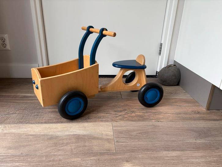 Loop-bakfiets Van Dijk Toys - Houten Loopfiets, Kinderen en Baby's, Speelgoed | Buiten | Voertuigen en Loopfietsen, Gebruikt, Loopfiets