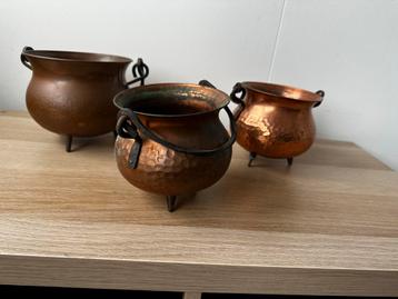 3 Koperen Keteltjes - Decoratie Heksenthema beschikbaar voor biedingen