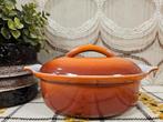 DRU made in Holland gietijzeren ovenschaal oranje, Huis en Inrichting, Keuken | Potten en Pannen, Gebruikt, Gietijzer, Ophalen of Verzenden