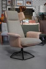 Luxe fauteuil ORIGAMI Jess Design leer & stof draaibaar, Huis en Inrichting, Ophalen, Zo goed als nieuw, Metaal, 75 tot 100 cm