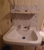 Wastafel met marmeren achterwand, Huis en Inrichting, Minder dan 50 cm, Gebruikt, Ophalen of Verzenden, Minder dan 100 cm