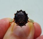 Modernist 9 kt Gouden ring: solitaire rookkwarts. 1976, Ophalen of Verzenden, Goud, Ring, Met edelsteen