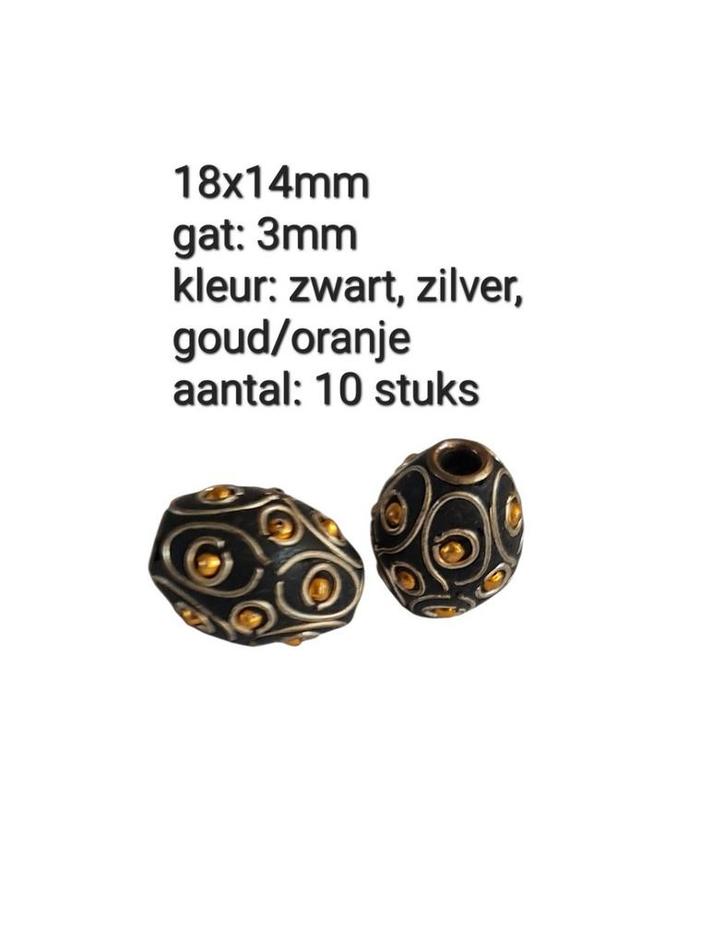 Zwarte Bohemian/Kashmiri Kralen Mix, Hobby en Vrije tijd, Kralen en Sieraden maken, Ophalen of Verzenden