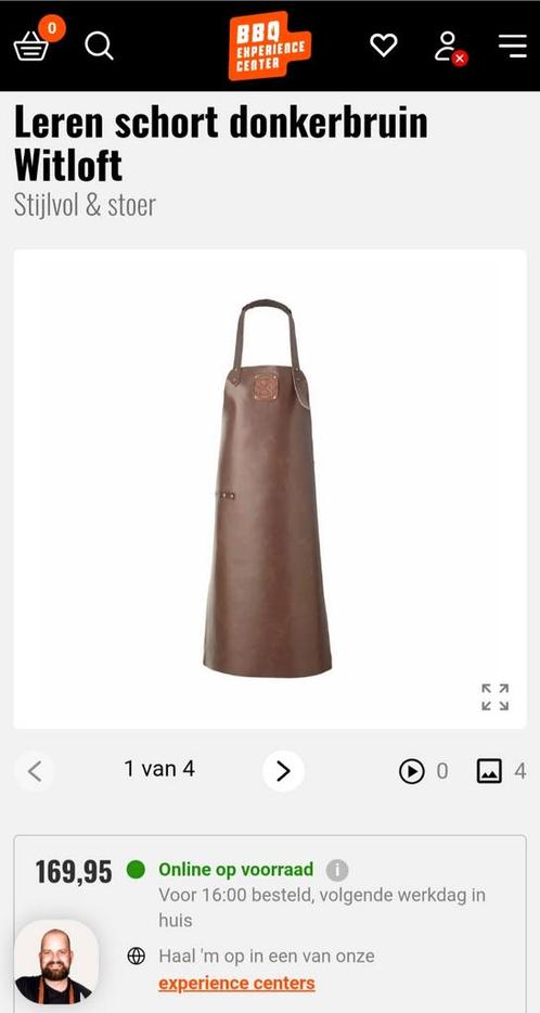 Leren schort donkerbruin Witloft – XL – Nieuw, Huis en Inrichting, Keuken | Textiel, Nieuw, Schort, Bruin, Ophalen of Verzenden