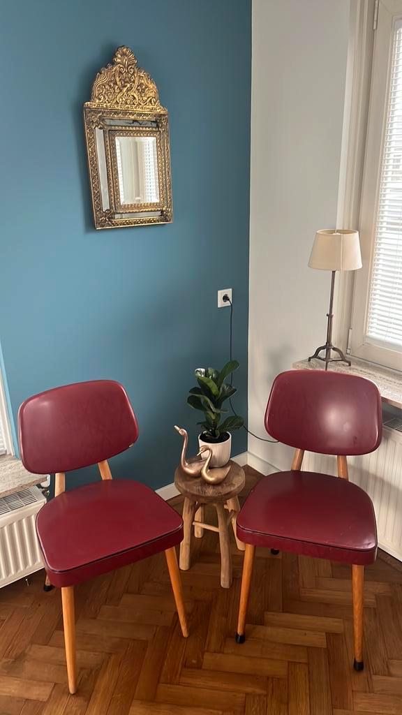 Tijsseling stoeltjes - set van 2, Huis en Inrichting, Stoelen, Gebruikt, Twee, Hout, Rood, Ophalen