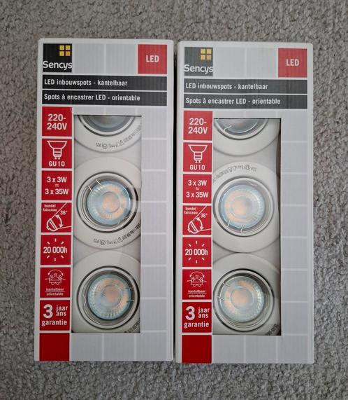 2 nieuwe Sencys 3-packs 3W kantelbare LED inbouwspots GU 10, Huis en Inrichting, Lampen | Spots, Nieuw, Plafondspot of Wandspot