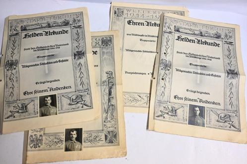 helden oorkonde aandenken wo1 oorkondes duitse soldaat, Verzamelen, Militaria | Algemeen, Landmacht, Overige typen, Duitsland