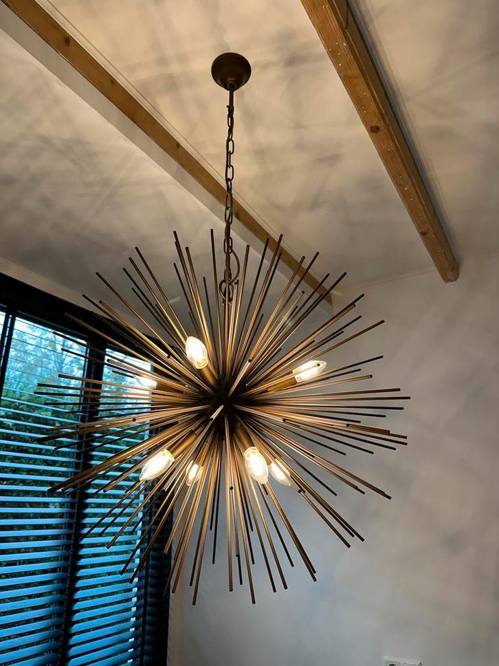 Gouden Sputnik Lamp - Skyler Store, Huis en Inrichting, Lampen | Hanglampen, Zo goed als nieuw, 50 tot 75 cm, Metaal, Ophalen