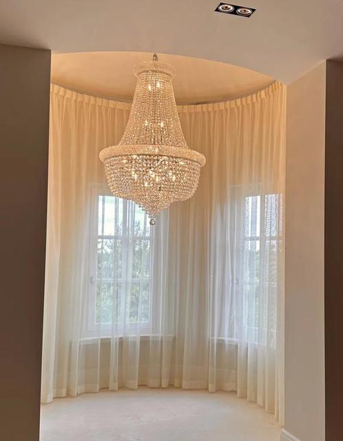 Kristal kroonluchter 100 cm in goud of zilver echt kristal, Huis en Inrichting, Lampen | Hanglampen, Nieuw, 75 cm of meer, Ophalen of Verzenden