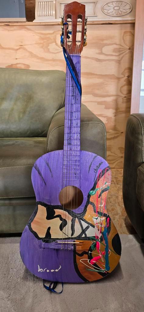 Klassieke Gitaar - Uniek Beschilderd!, Muziek en Instrumenten, Snaarinstrumenten | Gitaren | Akoestisch, Gebruikt, Klassieke of Spaanse gitaar