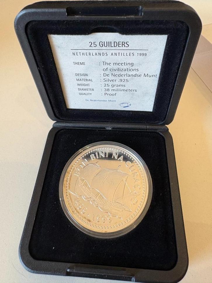 25 gulden Nederlandse Antillen 1999 – The meeting of ..proof, Postzegels en Munten, Munten | Nederland, Overige waardes, Koningin Beatrix