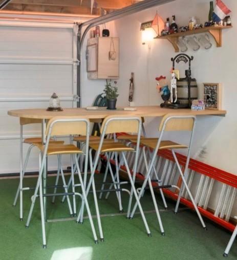 Bartafel met 6 barkrukken., Huis en Inrichting, Barren, Gebruikt, Ophalen