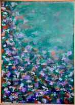 Abstract schilderij kleurrijk - groen, paars, lila, Ophalen