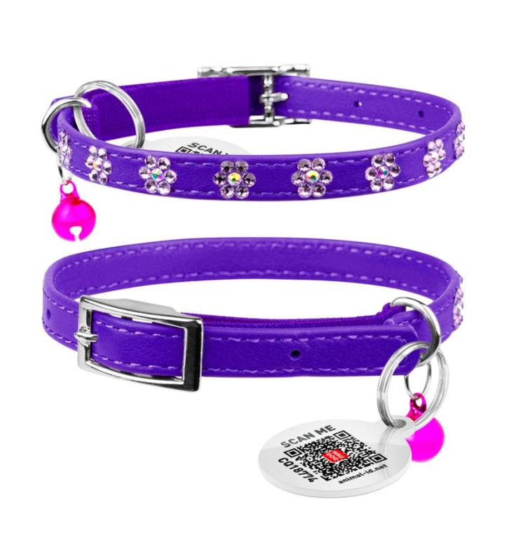 WAUDOG Glamour Flower Kattenhalsband Paars Nek 22-30 cm -35%, Dieren en Toebehoren, Kattenhalsbanden en Penningen, Nieuw, Ophalen of Verzenden