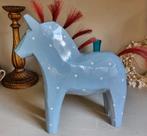 Vintage houten Zweeds Dala paard in n zacht blauwe kleur, Ophalen of Verzenden