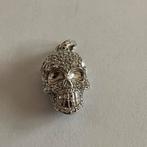Zilveren hanger skull / doodskop met zirconia’s, Sieraden, Tassen en Uiterlijk, Kettinghangers, Ophalen of Verzenden, Nieuw, Zilver