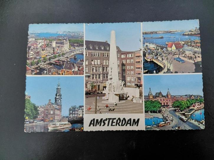 Amsterdam, 5 luik met monument op de Dam, gelopen, 1964, Verzamelen, Ansichtkaarten | Nederland, Gelopen, Noord-Holland, 1960 tot 1980