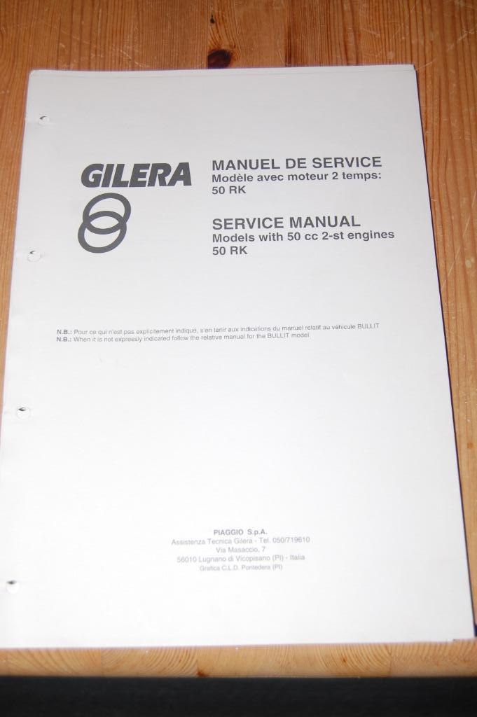 Gilera 50 RK werkplaats handboek, Fietsen en Brommers, Handleidingen en Instructieboekjes, Nieuw, Ophalen of Verzenden