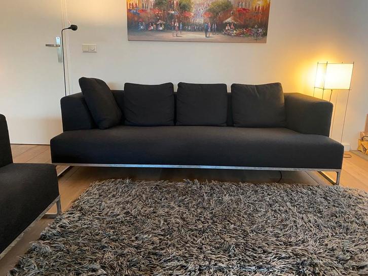 2 Design banken B&B Italy met hocker, Huis en Inrichting, Banken | Bankstellen, Gebruikt, Rechte bank, Driepersoons, 200 tot 250 cm