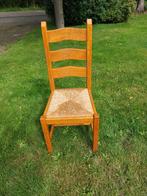 5 stuks blank eiken eetkamerstoelen met biezen zitting, Huis en Inrichting, Stoelen, Ophalen, Riet of Rotan, Gebruikt, Overige kleuren