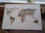 Wereldkaart op canvas, Ophalen, 100 tot 125 cm, 75 cm of meer, Print