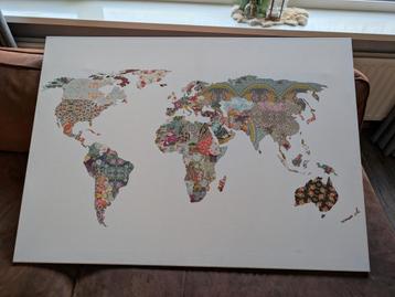 Wereldkaart op canvas  beschikbaar voor biedingen