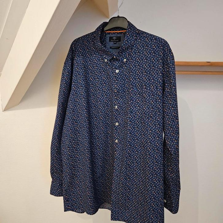 Fynch Hatton overhemd maat 3XL, Kleding | Heren, Grote Maten, Zo goed als nieuw, Overhemd, Blauw, Ophalen of Verzenden