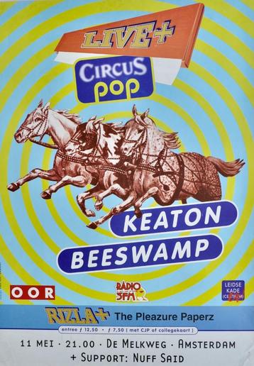 Concert poster 1997 Circus Pop Keaton, Beeswamp & Nuff Said beschikbaar voor biedingen