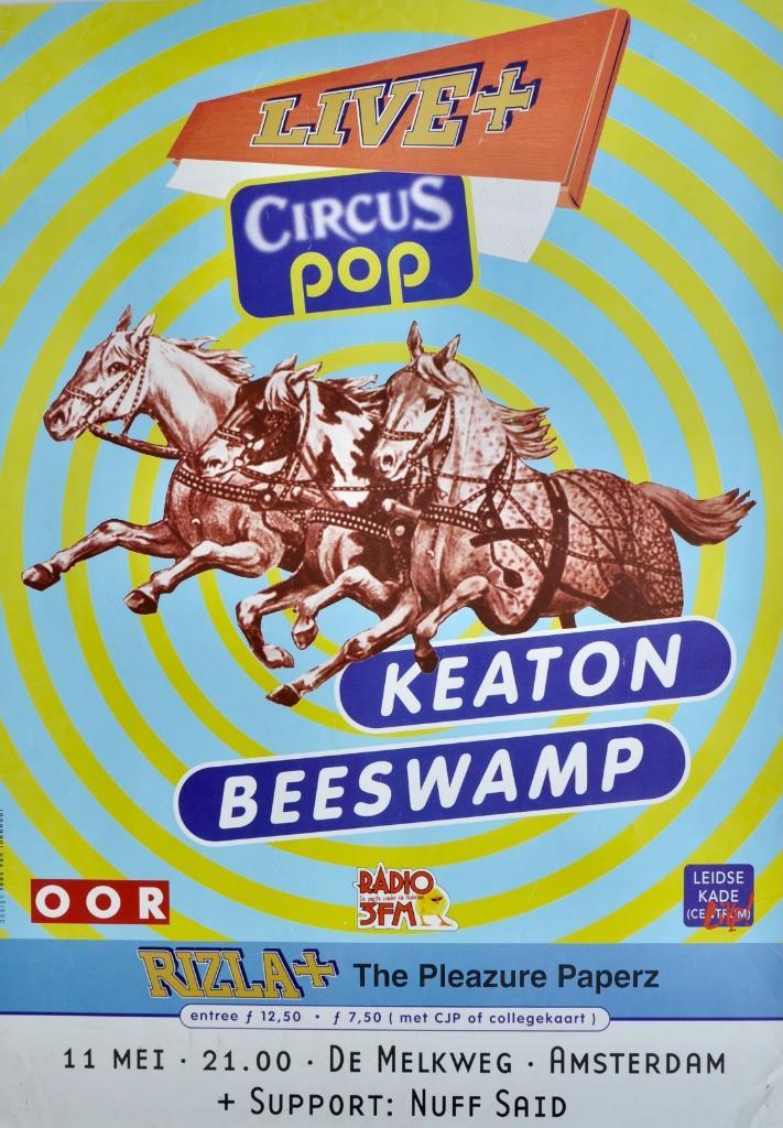 Concert poster 1997 Circus Pop Keaton, Beeswamp & Nuff Said, Verzamelen, Muziek, Artiesten en Beroemdheden, Gebruikt, Poster, Artwork of Schilderij