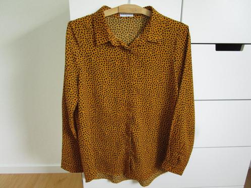 Loavies maat M - okergele blouse met zwarte print, Kleding | Dames, Blouses en Tunieken, Zo goed als nieuw, Maat 38/40 (M), Geel