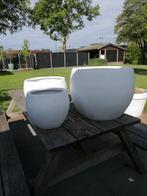 Super mooie grote bloempotten set van 3 wit, Steen, 40 cm of meer, Rond, Nieuw