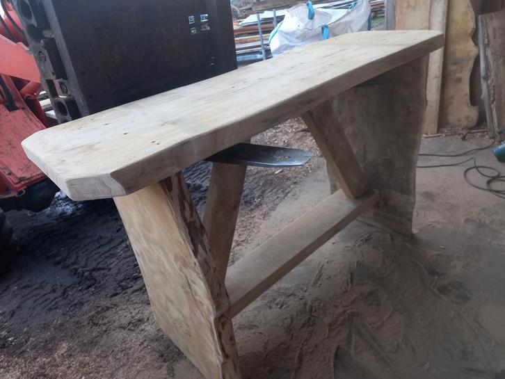 Eikenhouten statafel - Uniek design van Houtbouw Popken, Huis en Inrichting, Tafels | Sidetables, Nieuw, 50 tot 75 cm, 100 tot 150 cm