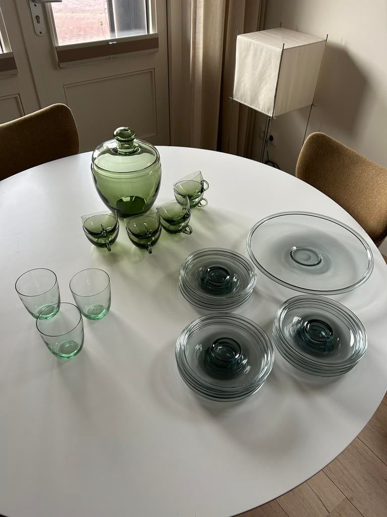 Copier gebaksbordenset, bowlset, Antiek en Kunst, Antiek | Glas en Kristal, Ophalen of Verzenden