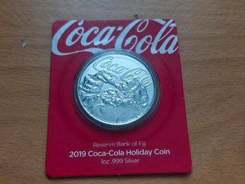 2019 Fiji. 1 oz Silver Coca-Cola Holiday Coin. Kerstman., Postzegels en Munten, Edelmetalen en Baren, Zilver, Ophalen of Verzenden