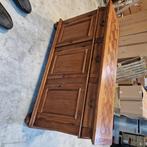Dressoir - massief hout Visgraad motief + Sidetable + tafel, Gebruikt, 150 tot 200 cm, Ophalen of Verzenden, 25 tot 50 cm