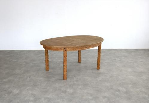brutalist ovale eettafel | vintage tafel | eiken | verlengba, Huis en Inrichting, Tafels | Eettafels, Gebruikt, Vijf personen of meer