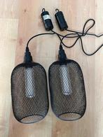 2 metalen hanglampen op batterijen, Huis en Inrichting, Lampen | Hanglampen, Ophalen of Verzenden, Gebruikt, Metaal, 75 cm of meer