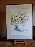 Aquarel Bloemen in Vaas - Ingelijst, Antiek en Kunst, Kunst | Schilderijen | Klassiek, Ophalen of Verzenden