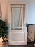 Deur roomwit met glas, Doe-het-zelf en Verbouw, Deuren en Horren, Ophalen, Gebruikt, 80 tot 100 cm, Binnendeur