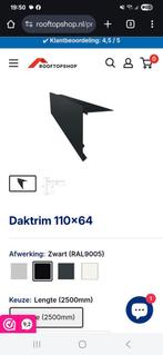 2X Daktrim (Rooftop) zwart 110x64 lengte 2500mm, Doe-het-zelf en Verbouw, Overige materialen, Zwart, Ophalen of Verzenden, Zo goed als nieuw