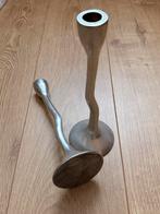 Twee aluminium kandelaars - 25 cm, Gebruikt, 25 tot 50 cm, Ophalen of Verzenden, Metaal