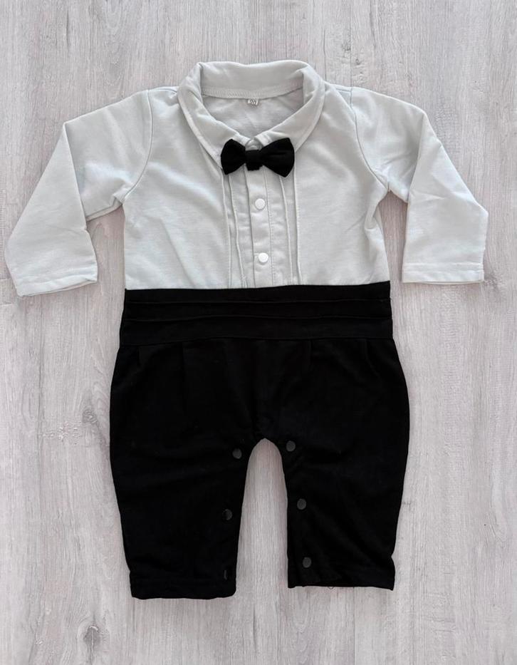 Kerst feestdagen baby smoking romper witte blouse strik 86, Kinderen en Baby's, Babykleding | Maat 86, Zo goed als nieuw, Jongetje