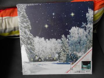 indoor canvas met 7 led lichtjes huisjes bomen sneeuw beschikbaar voor biedingen