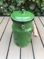 GROENE vintage emaille melkkan, Ophalen of Verzenden, Gebruikt